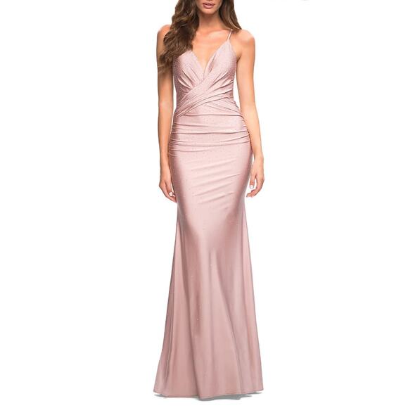 La Femme Long Jersey Prom Dress with Rhinestones Size 10 New - $438 - Picture 1 of 6